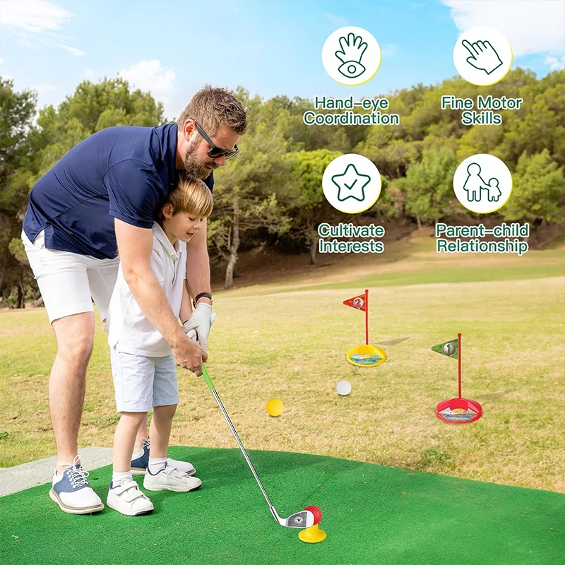 1set children's golf club set outdoor sports toys sports games competitive indoor interactive retractable golf club set toys
