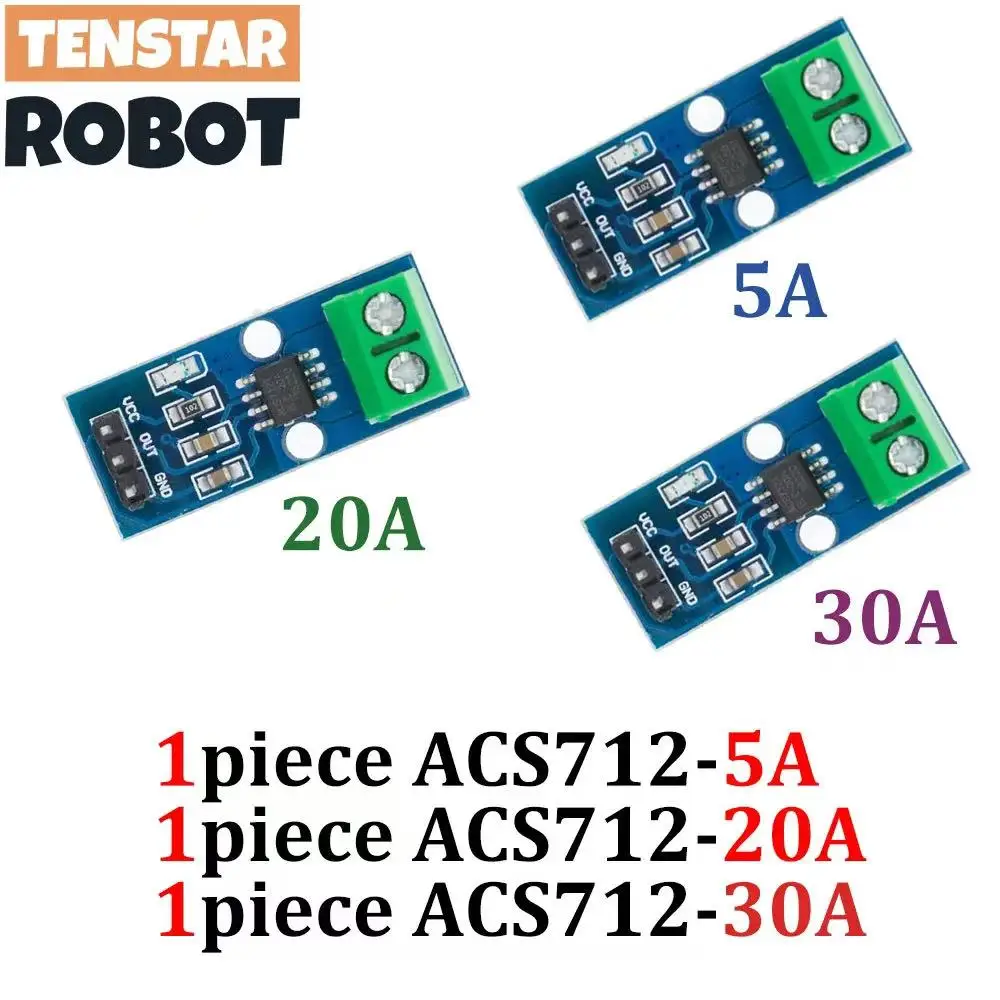 TENSTAR ACS712 5A 20A 30A Range Hall Current Sensor Module ACS712-30A ACS712-20A