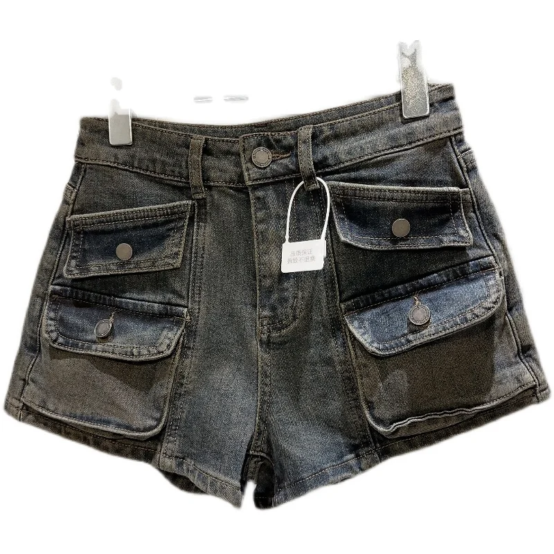 Retro Tasche gewaschen Baumwolle Slim Fit Jeans shorts Frauen 2024 Sommer neue sexy Mädchen hohe Taille super kurze Shorts Jeans shorts