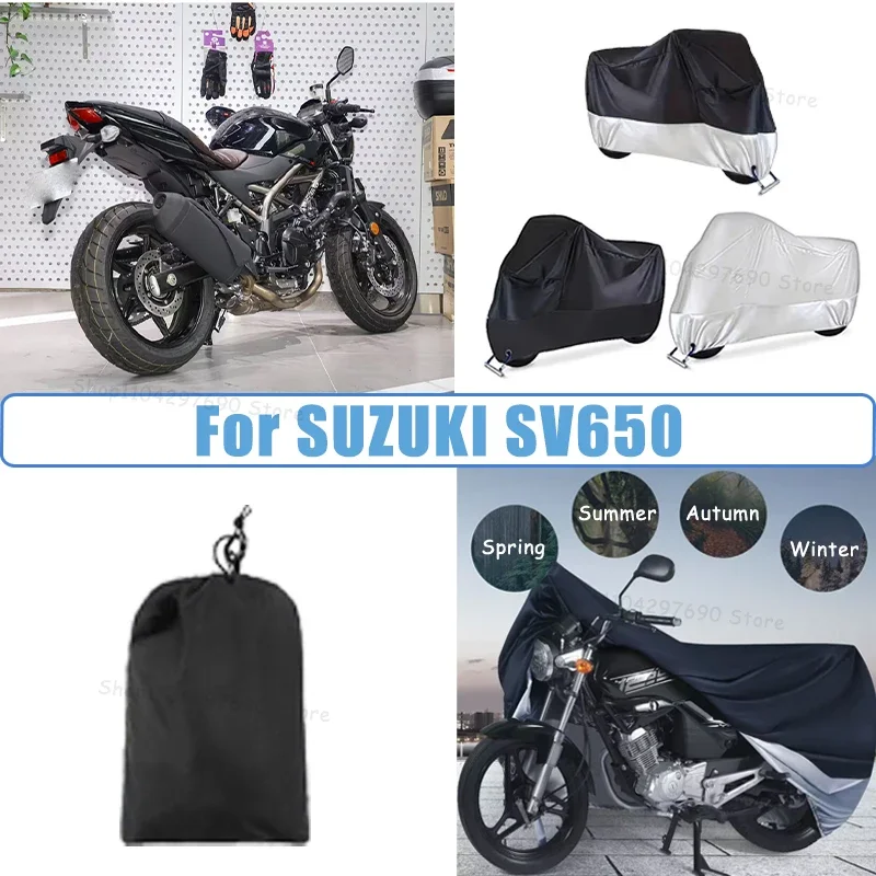 210D Oxford Motorcycle Cover Waterproof All Season UV Protection For SUZUKI SV650 Anti-Tear Windproof Motorbike Cover
