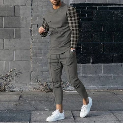 Men Long Sleeve T Shirt Pants Tracksuits 2 Piece Sets Sweatshirt Sweatpants Suits Print Tops Trousers Sportswear Men's Clothing