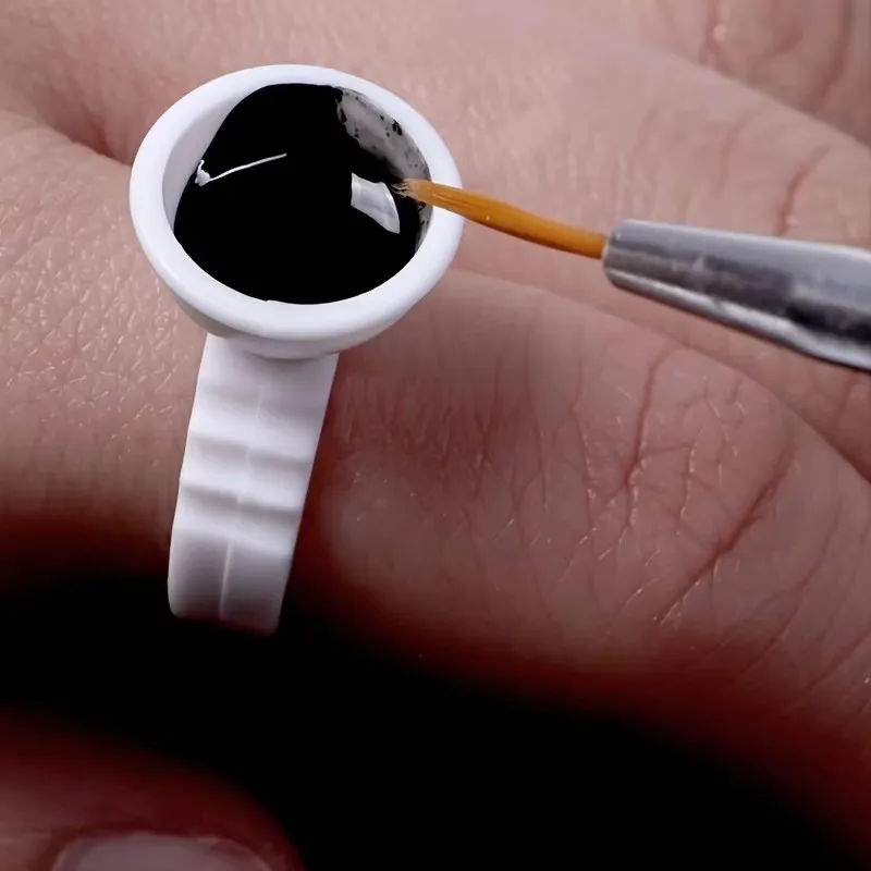 100 weiße Einweg-Kleberhalterringe, Klebeschalen, Augenbrauen-Tattoo-Pigment, Wimpernverlängerungsbehälter, Ringbecher