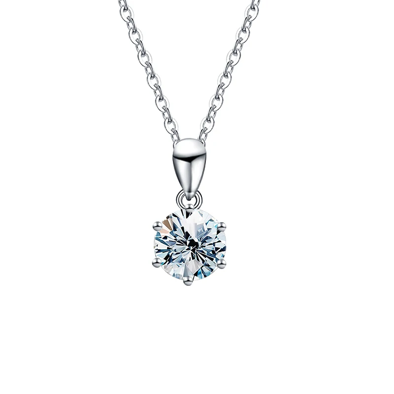 GRA 1CT-3CT naszyjnik z diamentowe wesele Moissanite dla kobiet oryginalny długi łańcuszek srebrny luksusowa jakość biżuteria 925 Sterling