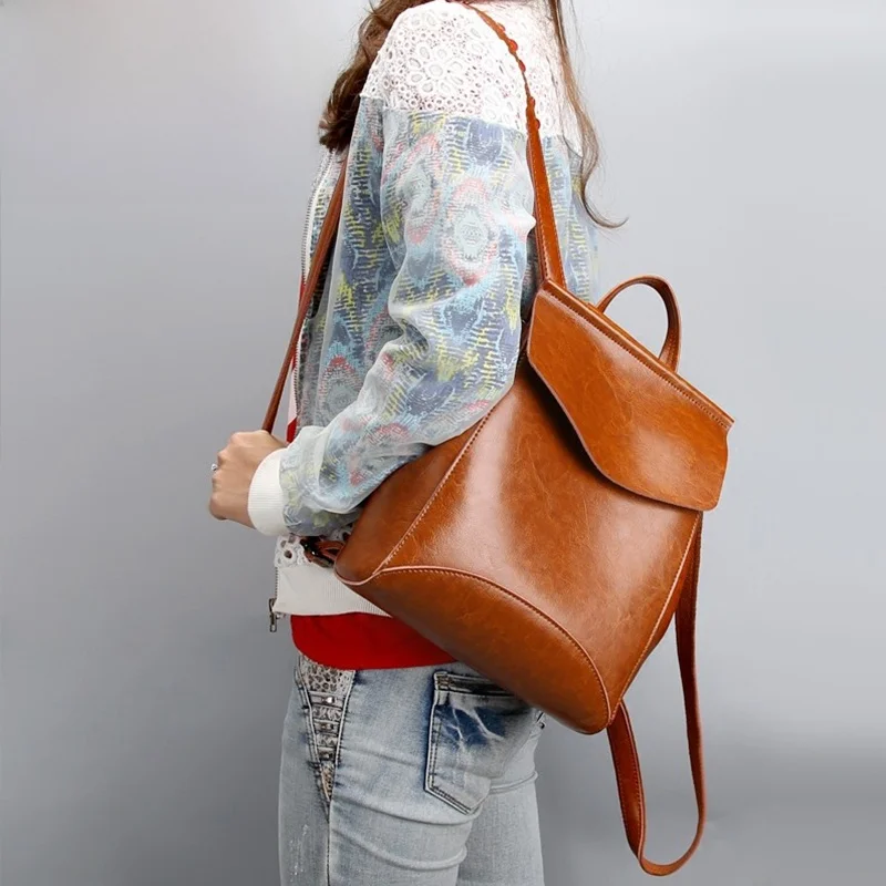 top-layer-cowhide-leather-women's-backpack-fashionable-trendy-double-shoulder-handbag-large-capacity-handheld-crossbody