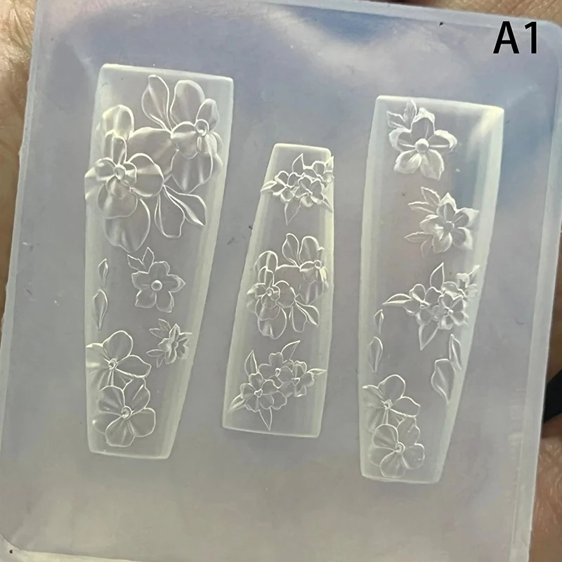 1 stuks barokke stijl nail art schimmel Franse 5-bloemblaadje bloem ontwerp siliconen reliëf mal voor nageldecoratie