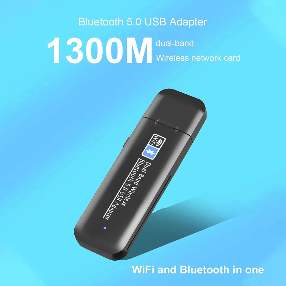 1300Mbps USB Wi-Fi Wireless Network Card Bluetooth 5.0 USB 3.0 Dongle 2.4G 5G Dual Band WiFi Card Receiver Adapter For PC Laptop