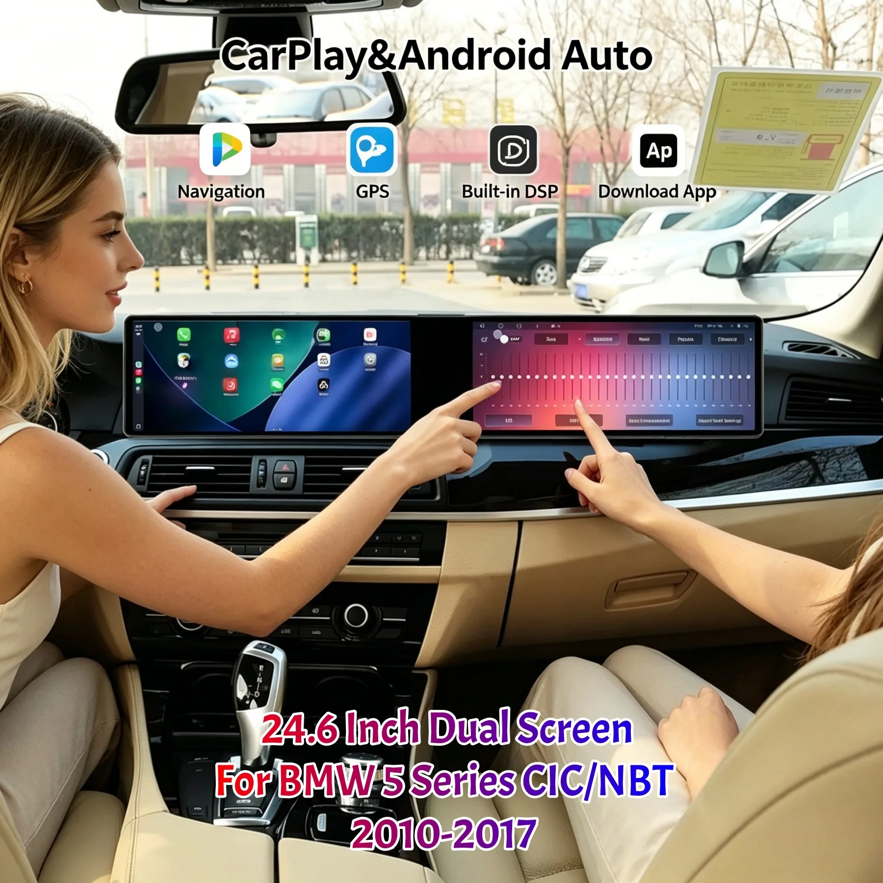 

Dual Screen 24.6Inch Android Carplay For BMW 5 Series 2010-2017 Car Stereo Multimedia Player GPS Navigation Auto Radio Head Unit