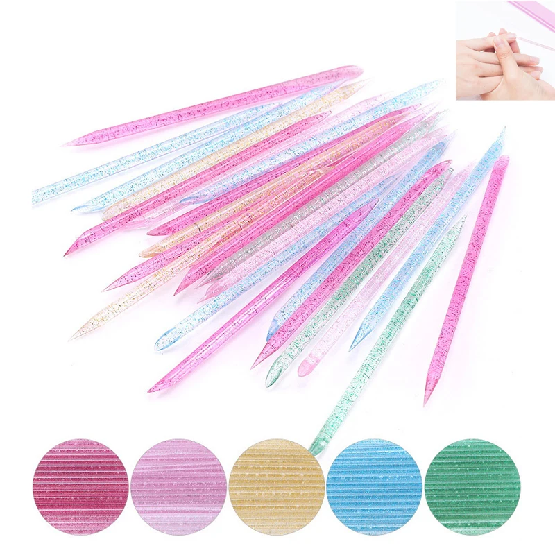 

100Pcs/Pack Dead Skin Rod Manicure Tools Professional Material Pedicure Reusable Crystal Art Nail Stick Do Push Cleaning Fingers