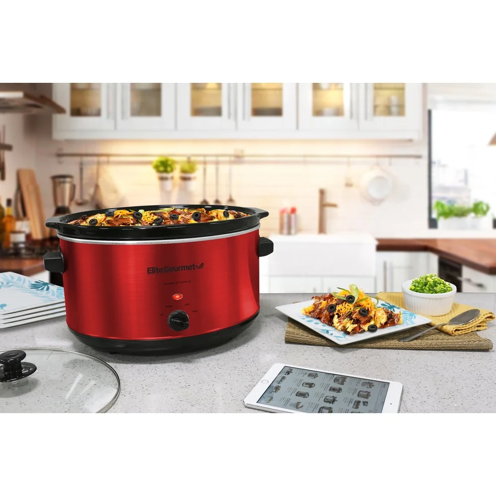 Pentola a cottura lenta in acciaio inossidabile da 8,5 Qt con coperchio in vetro temperato Zuppe Stufe Arrosti Cacciole Curries Chili Elettrodomestico da cucina