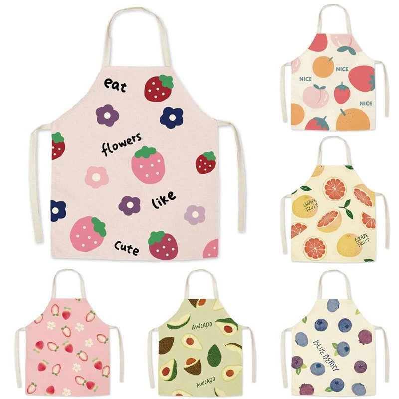Ins Fashionable Fruit Strawberry Peach Sleeveless Circle Cute Halter Neck Parent-Child Apron Kitchen Household Dressing Bib