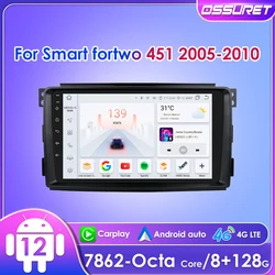 2Din Octa Core 7862S Android Auto Stereo Carplay for Smart Fortwo 451 2005 - 2008 2009 2010 Car Multimedia GPS Navigation 4G DSP