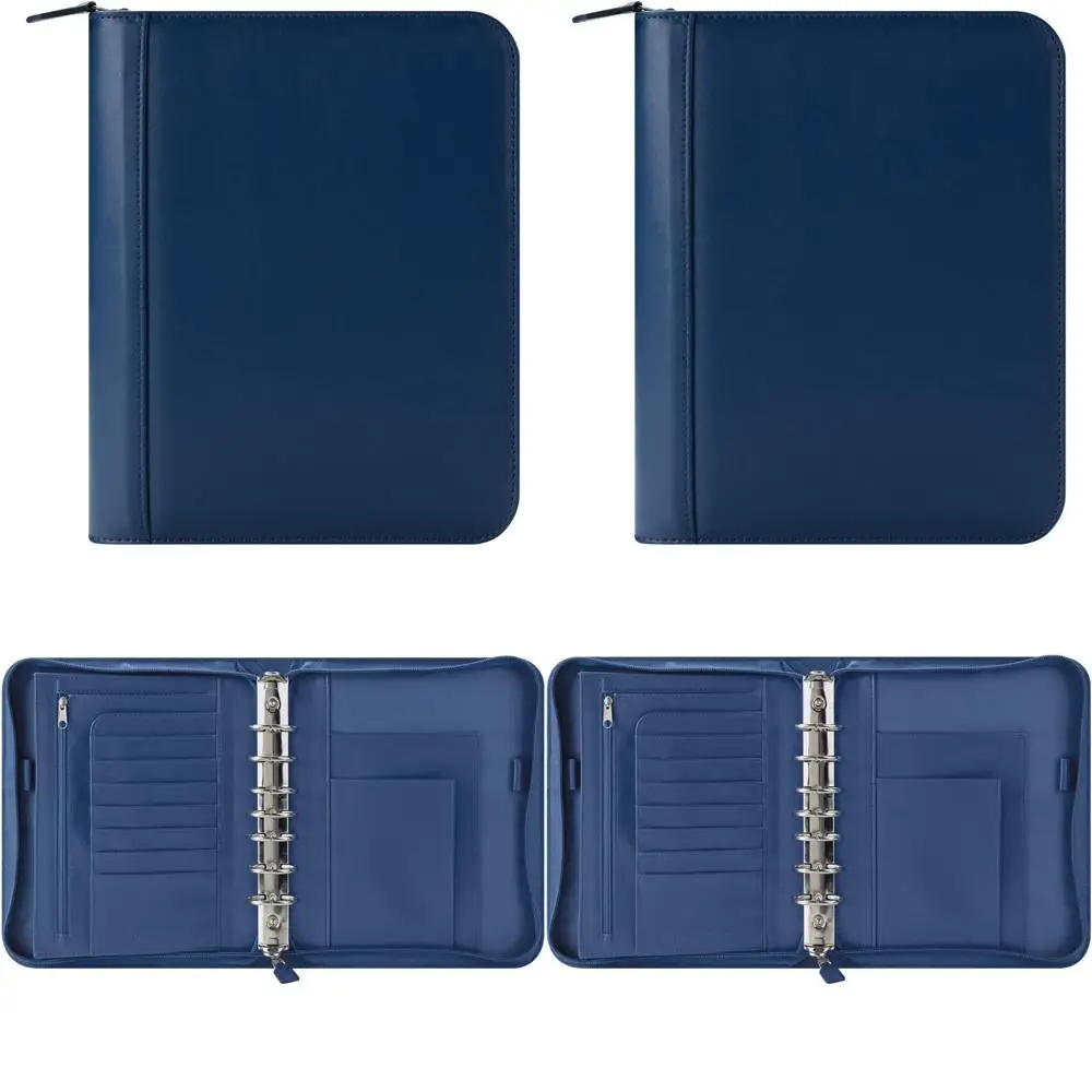 

Кожаная папка на молнии для планировщиков — классический синий, фирменный стиль FranklinCovey, идеально подходит для органайзеров и заметок