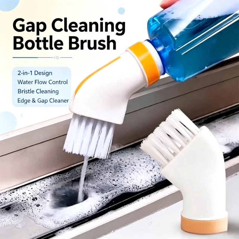 5 pièces, brosse à tête interchangeable pour les espaces difficiles d'accès, compatible avec les bouteilles d'eau minérale, nettoyant à usage sec et humide pour les coins difficiles d'accès.
