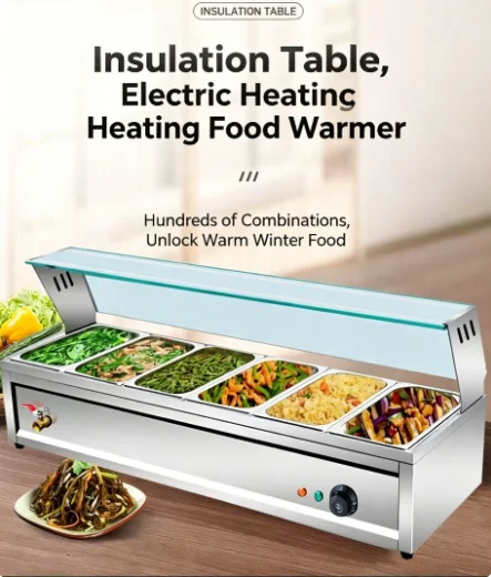 Factory Direct Countertop 3-Tray Bain Marie Food Warmer Stainless Steel Buffet Food Heater For Fast Food & Catering