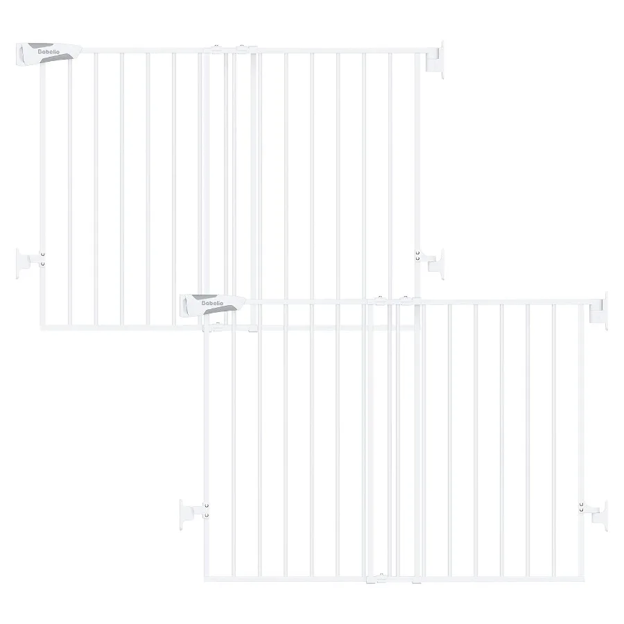Babelio Baby Gate for Stairs, Kitchen Doorways, No Bottom Bar Easy Installation One-Handed Operation Auto-Close Hardware Mount