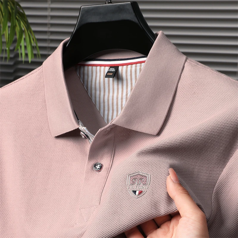 

Light luxury fashion design men's short sleeved brand high-end polo shirt 2024 summer new 100% cotton casual comfortable T-shirt