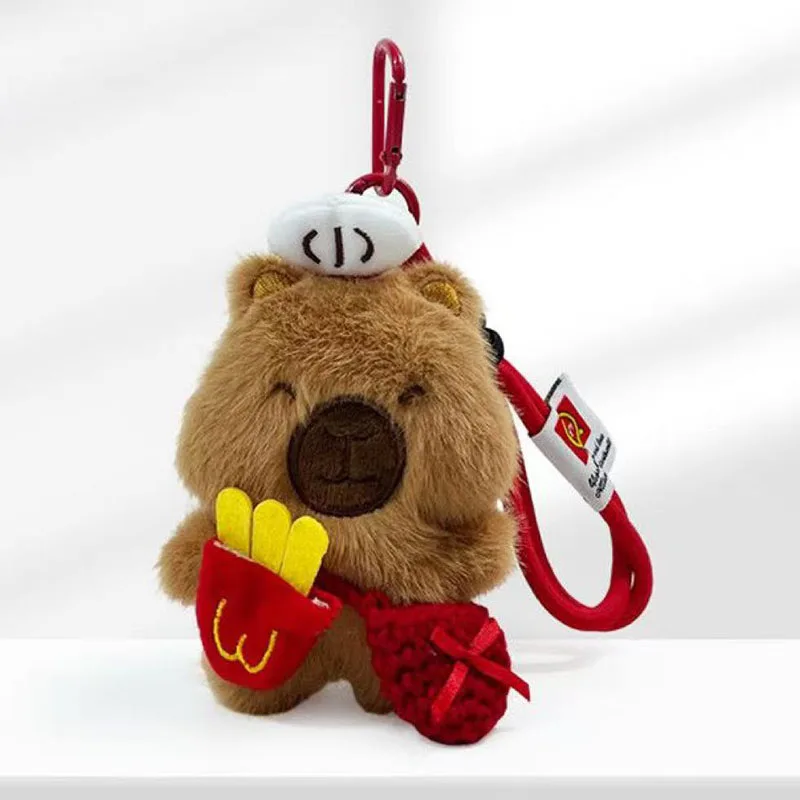 

Capybara Plush Keychain French Fries Pendant Cartoon Cute Stuffed Animal Doll Bag Charm Car Key Ring Gift for Girls Friends Cute