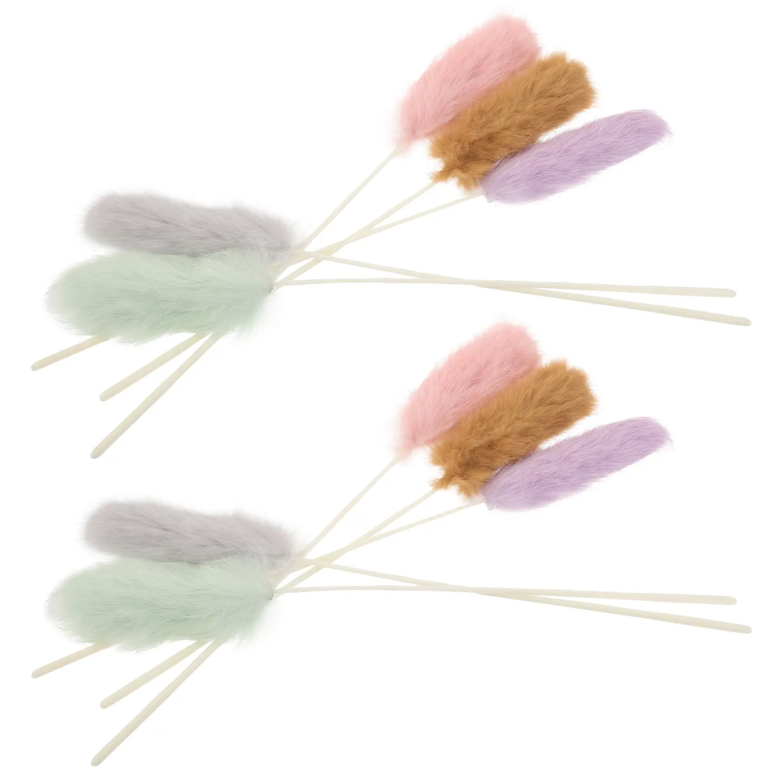 

10pcs Cat Teasing With Rabbit Long Handle Indoor Play For Cats Interactive Feathered Wand Prevents Furniture Scratching -