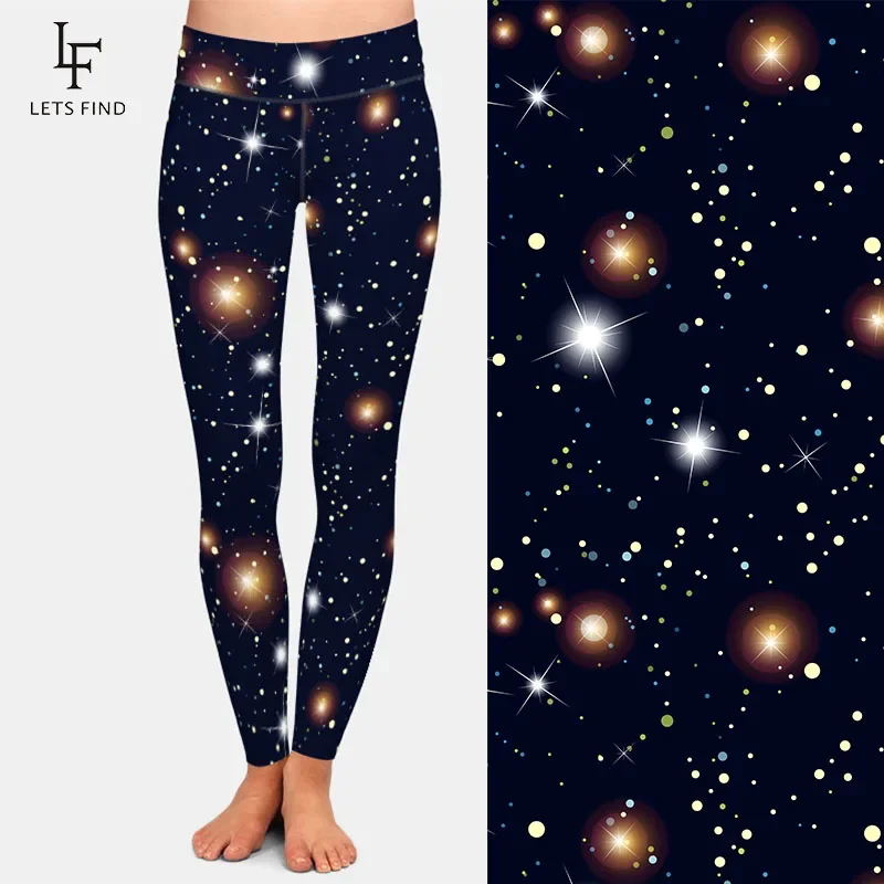 LETSFIND New Arrival High Wiast  Women Leggings 3D Night Sky with Stars Printing Fitness Elastic Slim Full Leggings