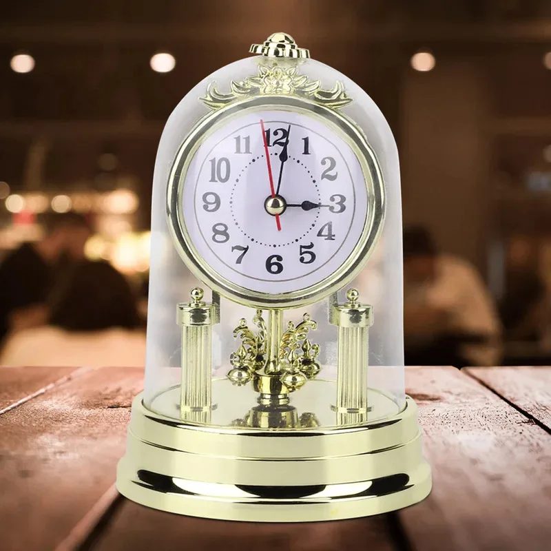Retro Table Clock Silent Desk Clock European Style Desktop Ornament For Office Living Room Home Decor