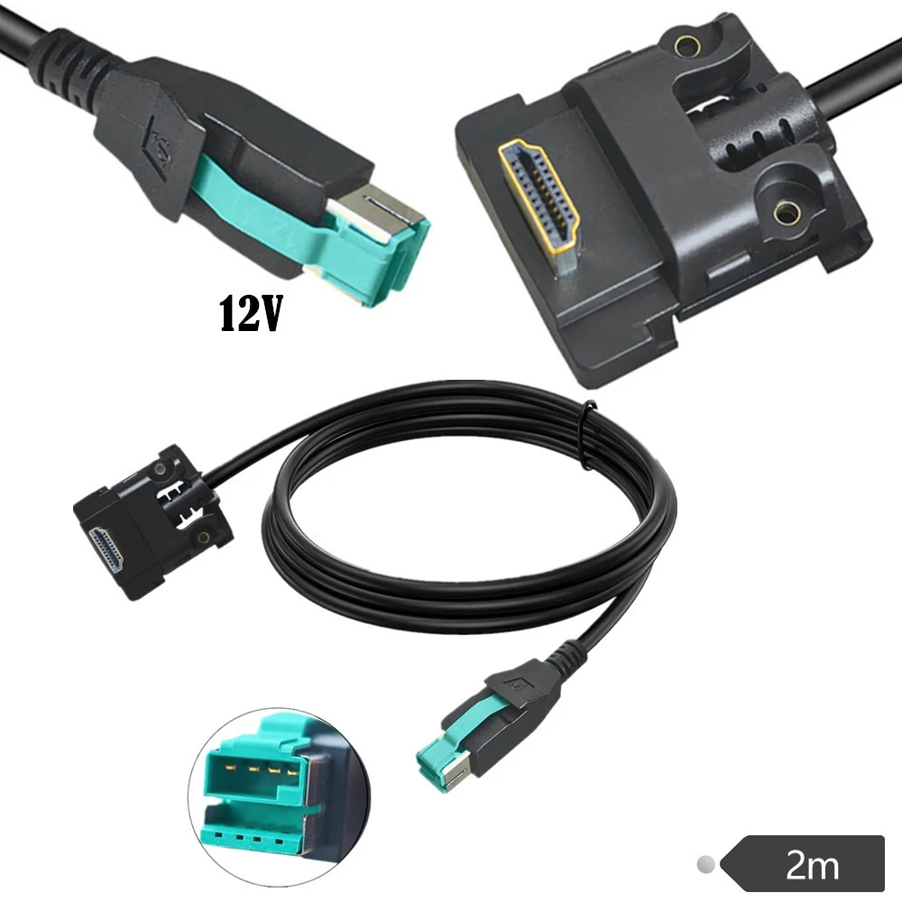 JavicTech 12V Power USB para cabo de dados HDTV adequado para máquina POS Ingenico iPP320 iPP350 296100039 CAB350898 etc.