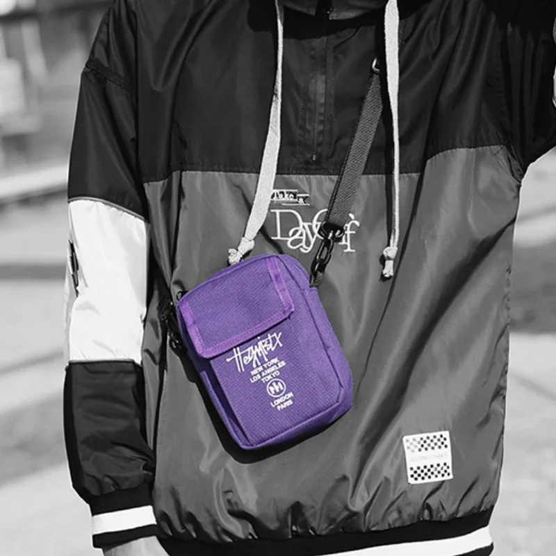 Bandolera de lona para hombre, Mini bolso cruzado, monedero para teléfono, bolso de hombro para el pecho, portátil, a la moda