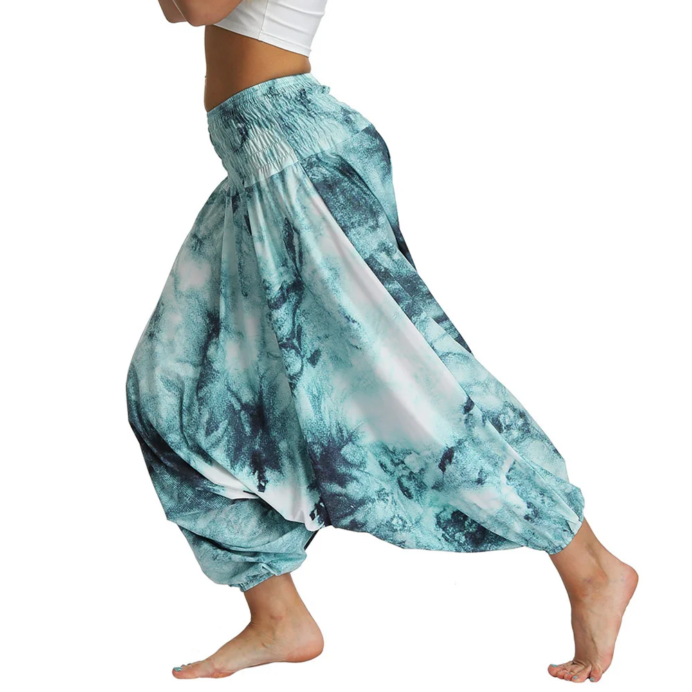 One Size Fits Most Drop Crotch Harem Pants,Gypsy Boho Baggy Pants Hippie Harem Pants for Women Yoga Pilates Aladdin Pants