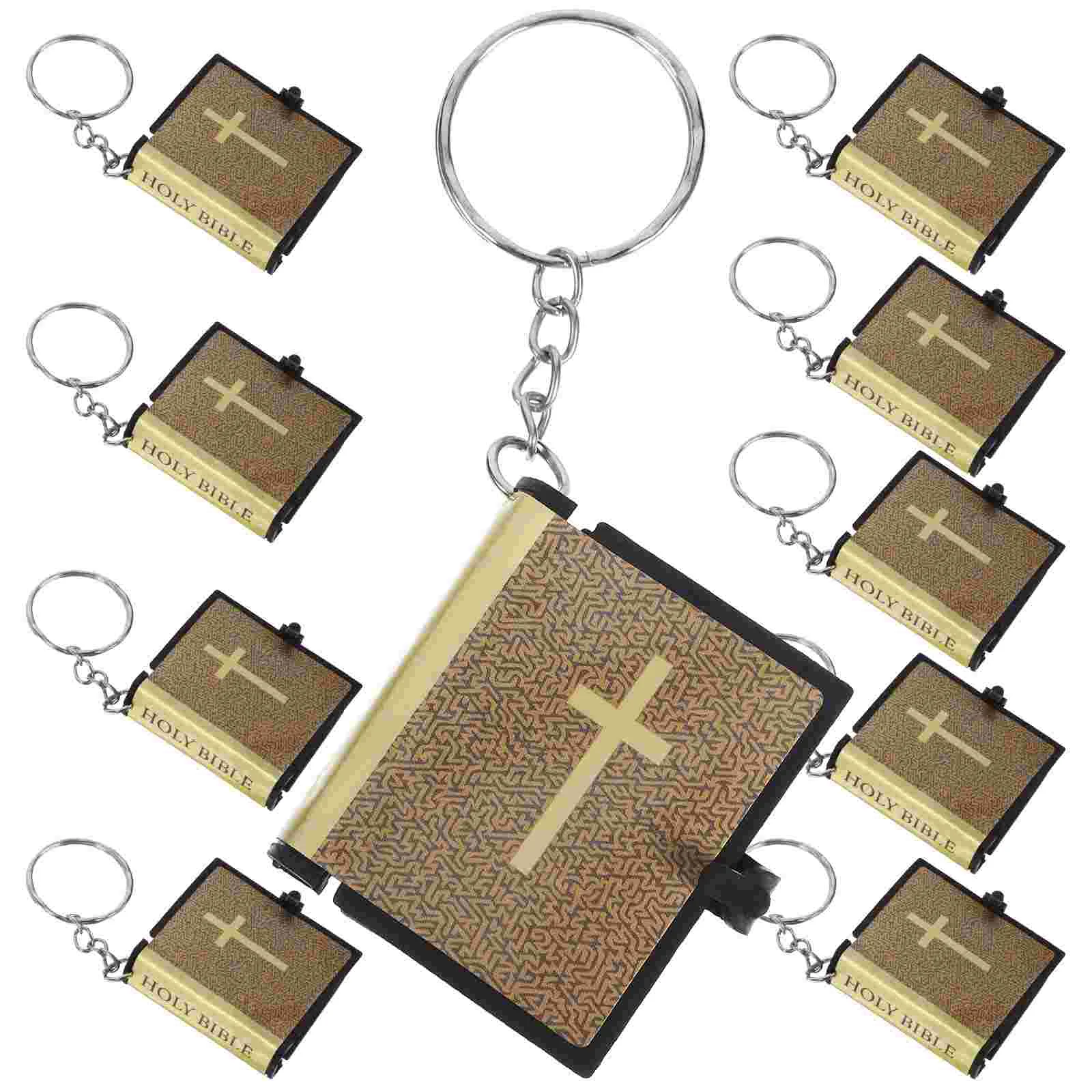 10 Pcs Beaded Keychain Souvenirs Religious Gifts Mini Bible Keyring Festival Fashion Father