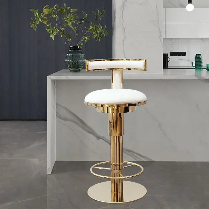 Fashion Modern Bar Stool Steel Golden Frame Gold High Quality Barstool Metal Chair Adjustable Height Swivel Bar Counter Stools