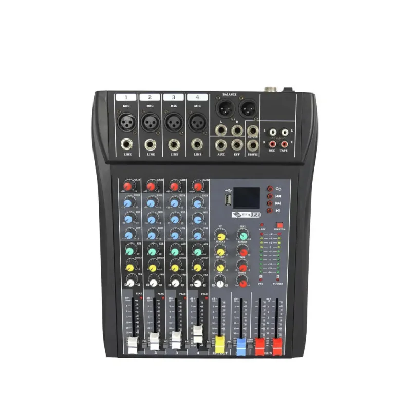 4 Channel Audio Mixer with USB BT 99 DSP Effects 48V Phantom Power for DJ Home Karaoke Studio Recording New