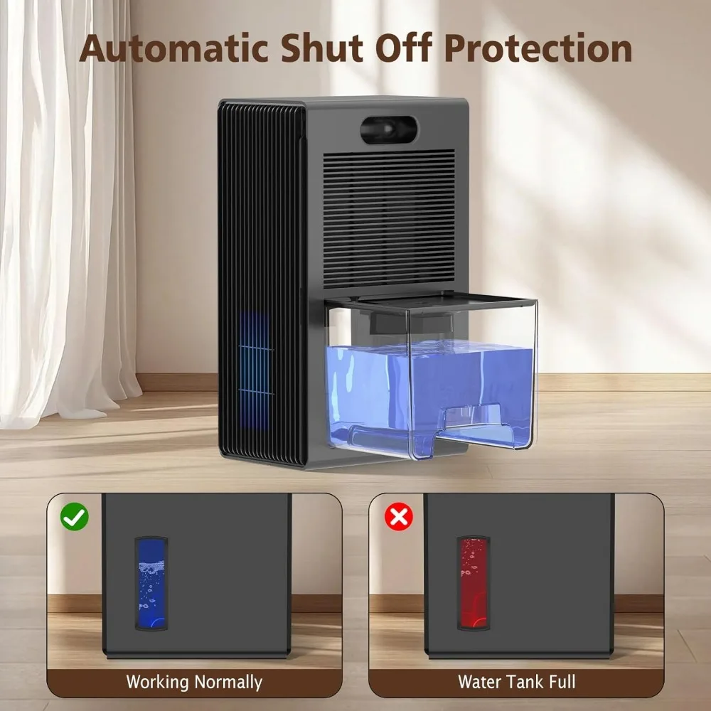 Dehumidifier for Home, 95 OZ Water Tank, (1000 sq.ft) with Auto Shut Off,7 Colors LED Light (Gray)