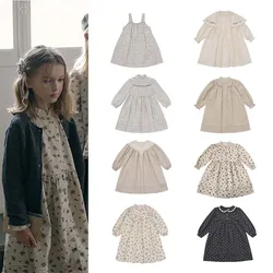 Dress for Girls 2024 Autumn LOU Series High Quality Children's Cotton Printed Embroidered Long Sleeve Princess Dress