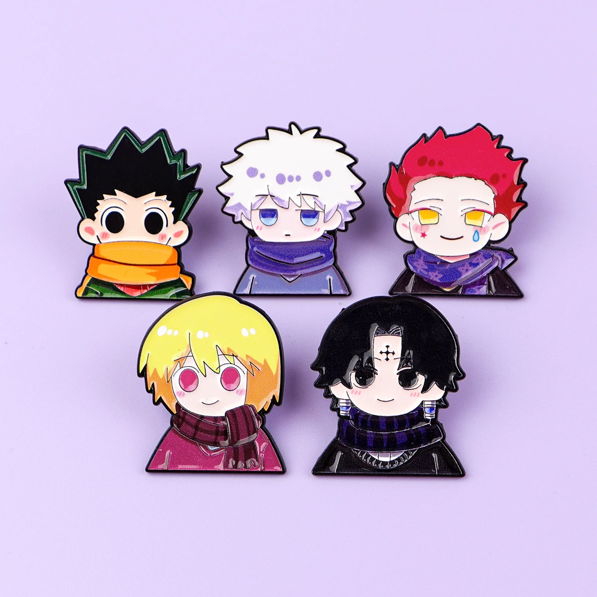 5pcs Anime Enamel Pin Set Cartoon Killer Brooch For Coat Man