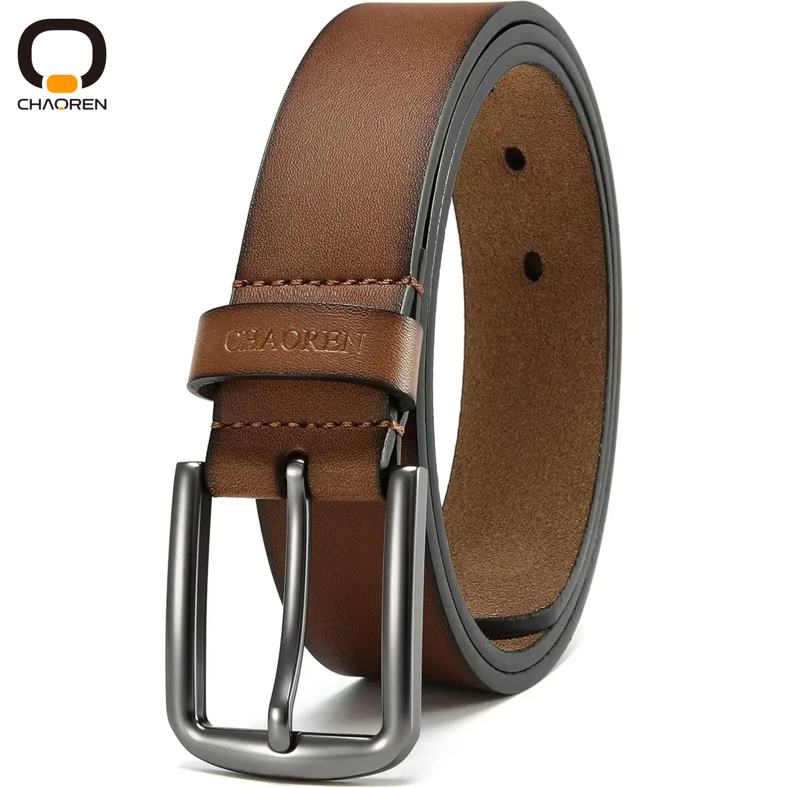 CHAOREN Belt Men Leather - Mens Belts Casual for Jeans 1 3/8