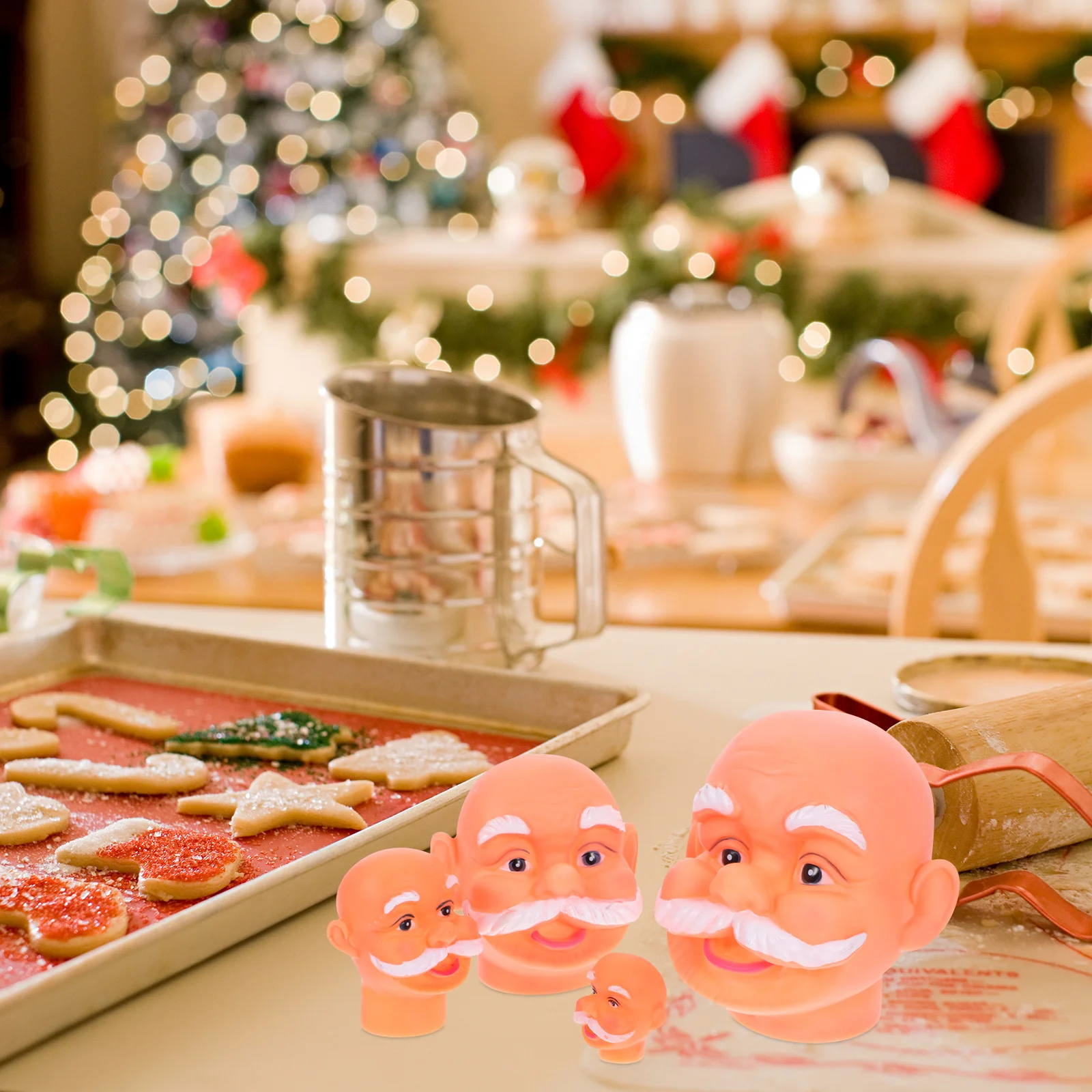 

4Pcs Vinyl Santa Claus Head DIY Craft Kit Handmade Christmas Decoration Holiday Party Supplies Ornament Santa Claus Head