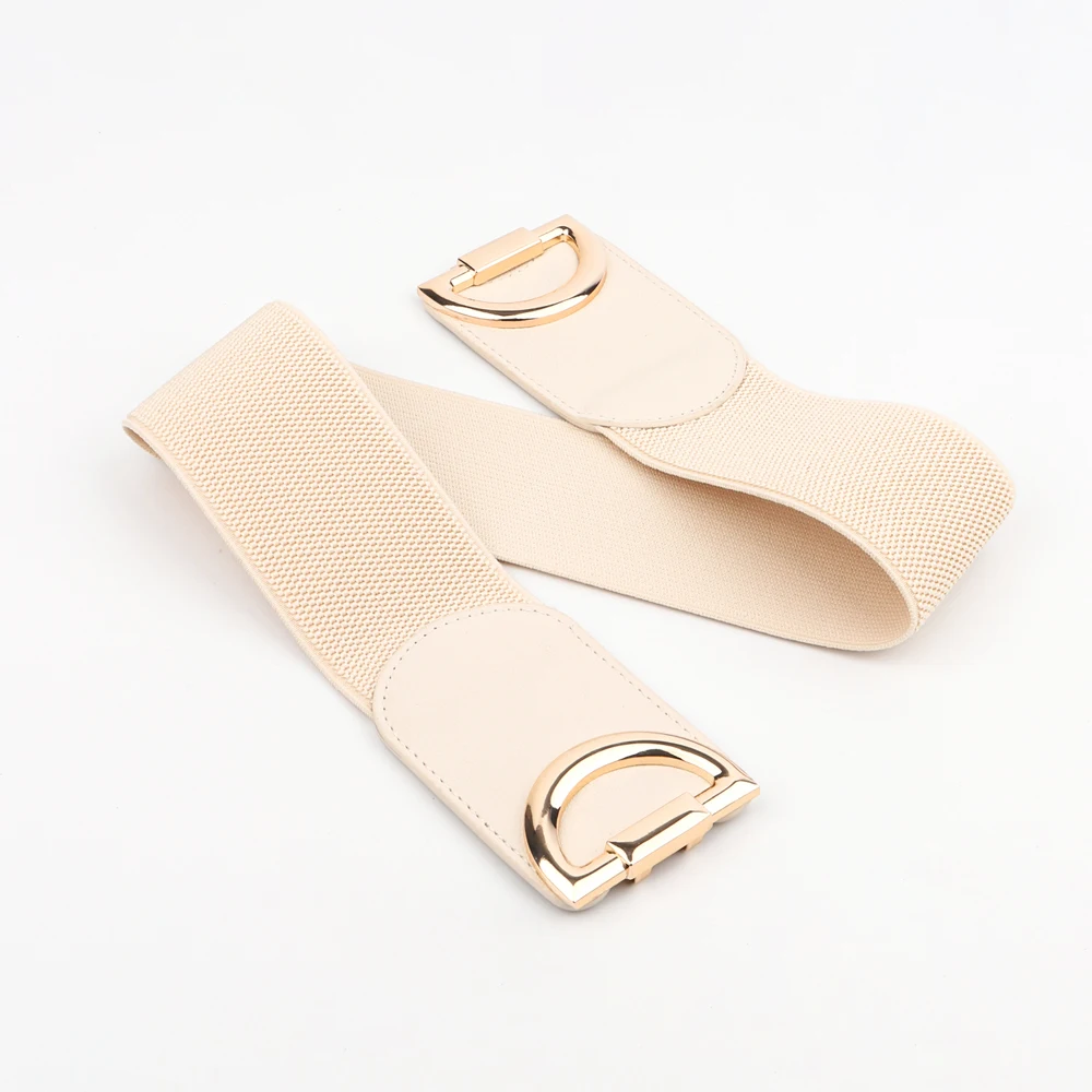 Women\'s Fashionable Elastic Wide Variety Of Belt Designer Luxury Brand Golden Buckle Waist Dress Coat Sweater Decorative Waistba