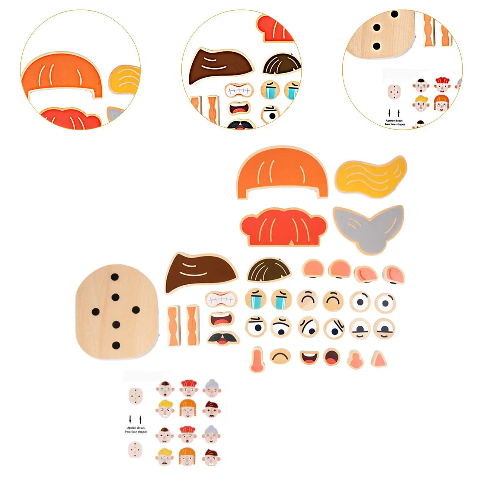 Puzzle z klockami zmieniającymi twarze, zabawka edukacyjna do nauki emocji i interakcji społecznych dla dzieci w wieku przedszkolnym od 3 lat i starszych, zabawa podróżna.