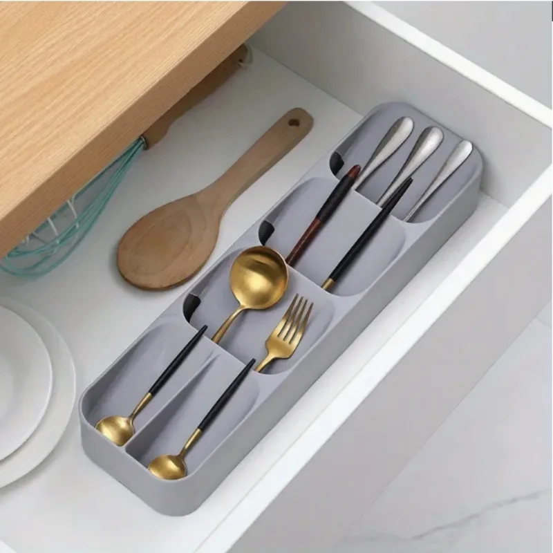 

Multi-Purpose Cutlery Storage Tray Cutlery Fork Spoon Compartmentalized Organizer Kitchen Drawer Home Kitchen Storage Box Tool