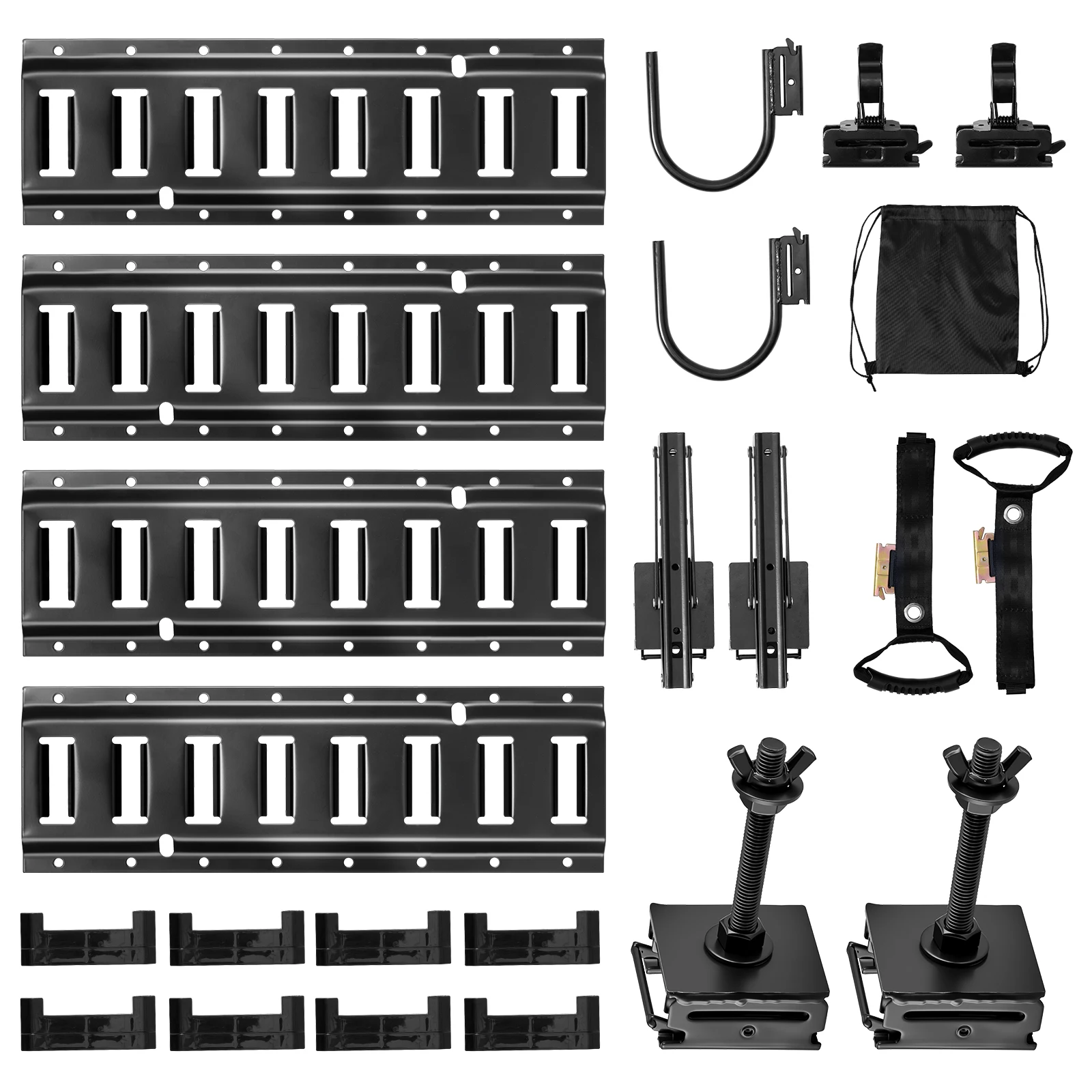 SucceBuy Lot de 4 rails de fixation E-Track de 1,3 pi avec 2 crochets en U, 2 supports d'étagère et supports de pneus pour fourgons et remorques