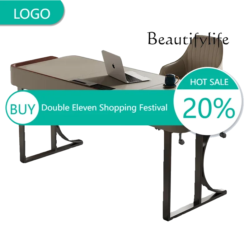 

ZL седло кожаный стол кабинет гостиная компьютерный стол из цельного дерева письменный стол начальника итальянский современный минималистичный стол