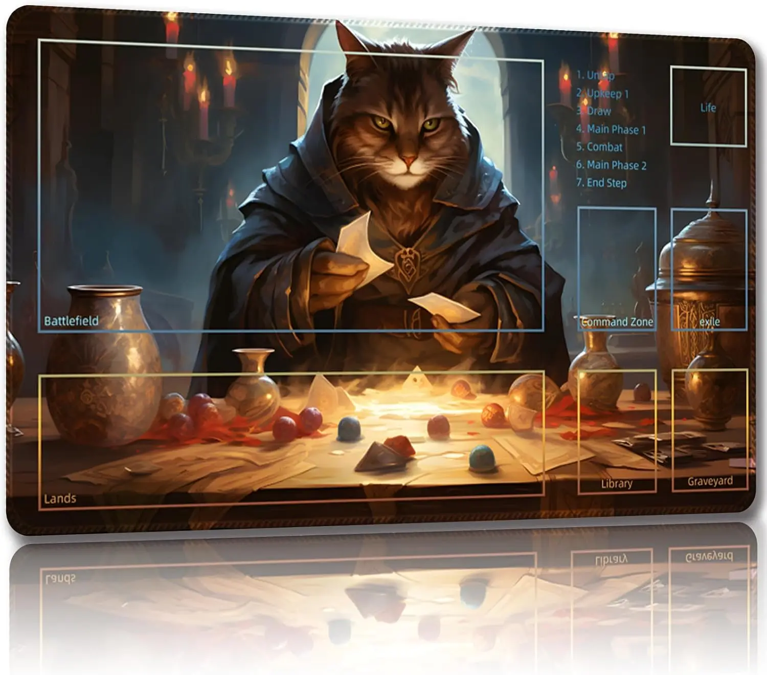

Playmat for MTG, with Free Storage Bags,Game Mat 24 x 14 inches, TCG and Board Game Mat for Cards,Mousepad Desk Mats (Cat 3-Auxi