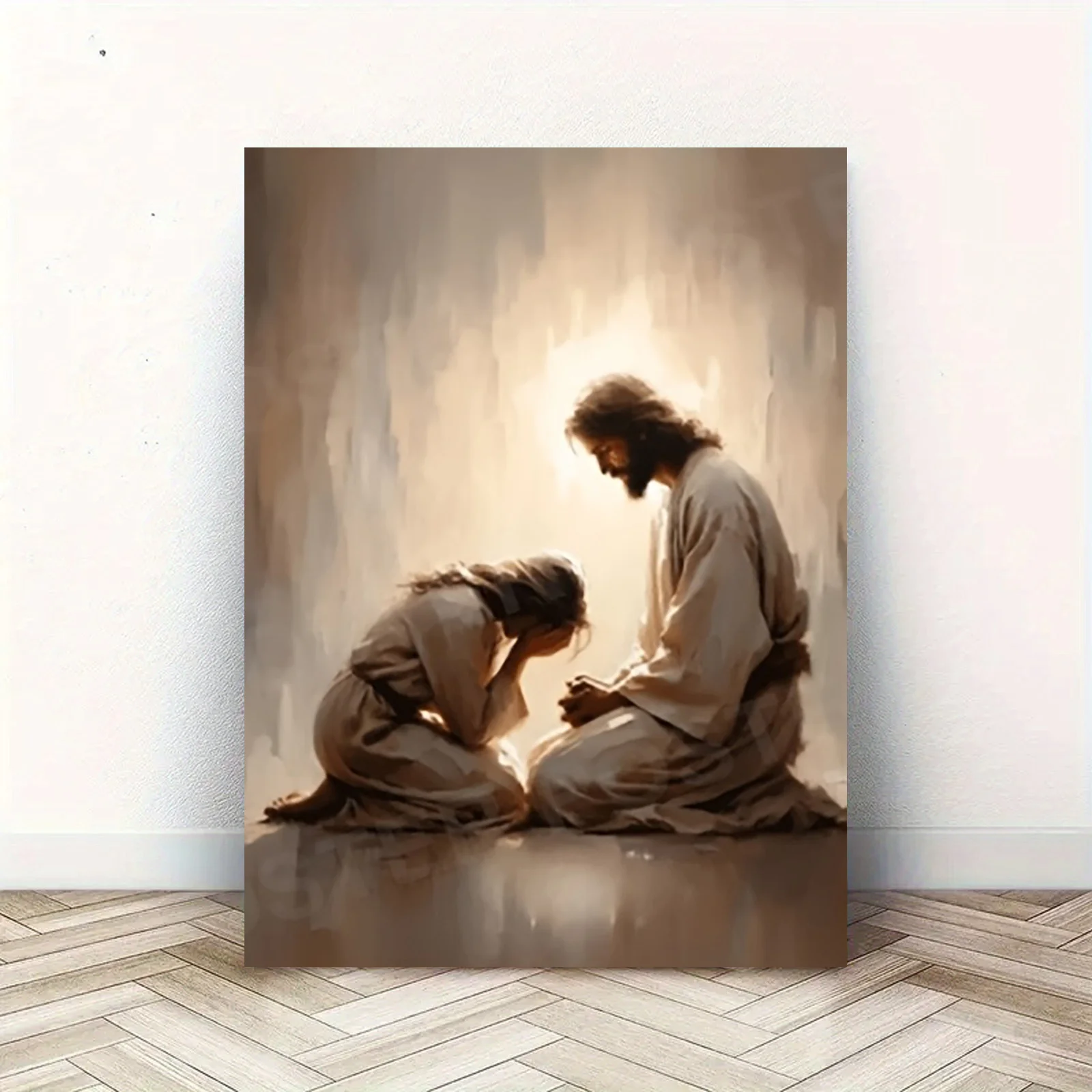 Frameless Christian Wall Art - Jesus Healing & Woman with, Religious Jesus Christ Picture Suitable for Living Room, Bedroom, Off