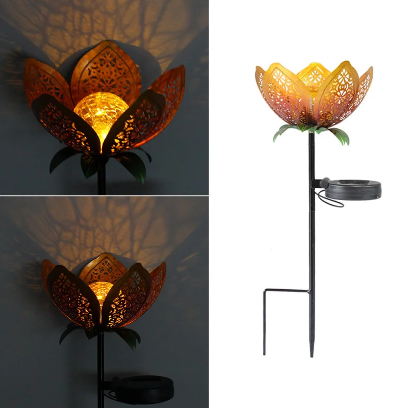 

Solar Hollow Iron Art Lights Outdoor Waterproof Garden Accessories Gardening Balcony Decoration Sensor Light Lamps Decor