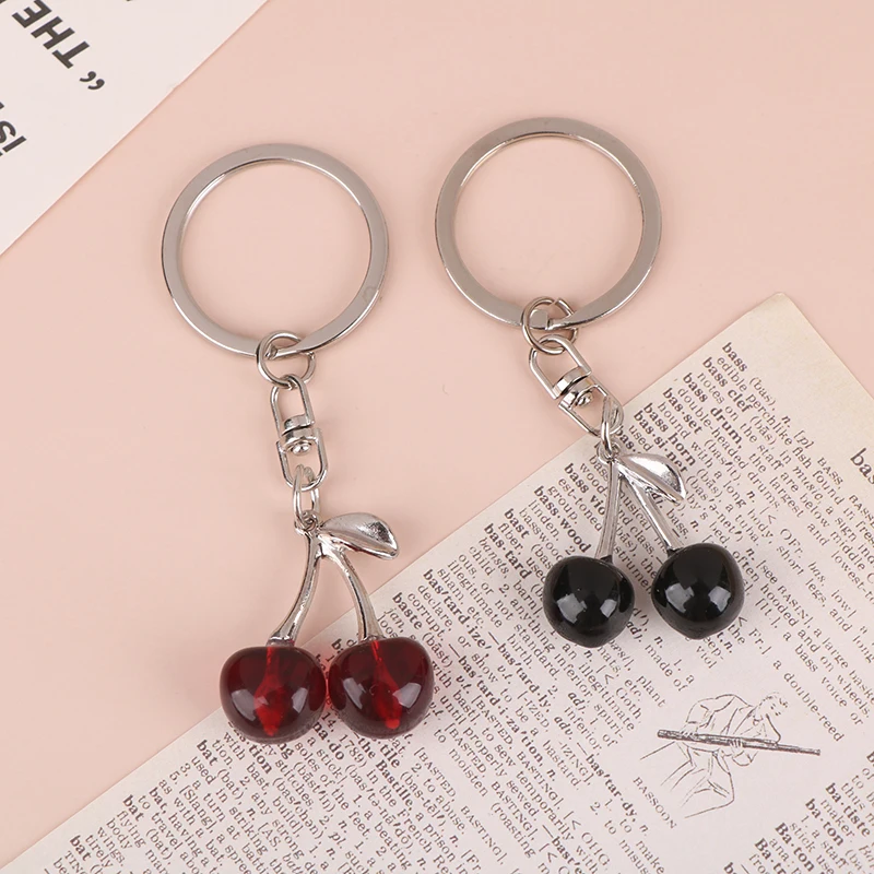 Fashion Cherry Keychain Pendant Car Key Souvenir Gifts for Women and Men Bag Charms Keyrings Hanging Decorations