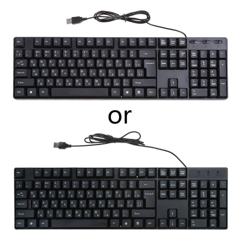 104 키 풀 사이즈 러시아어 및 영어 사일런트 키보드, Windows 컴퓨터용 방수 사무실 키보드, 직송