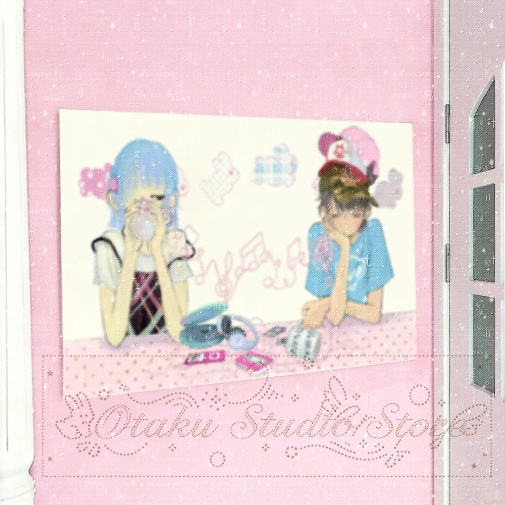 Pastellrosa Anime-Mädchen Wandteppich, Niedliches Manga-Paar Wandbehang, Kawaii Häschen & Schmetterling Deko, Ästhetische Raumdekoration für Schlafzimmer