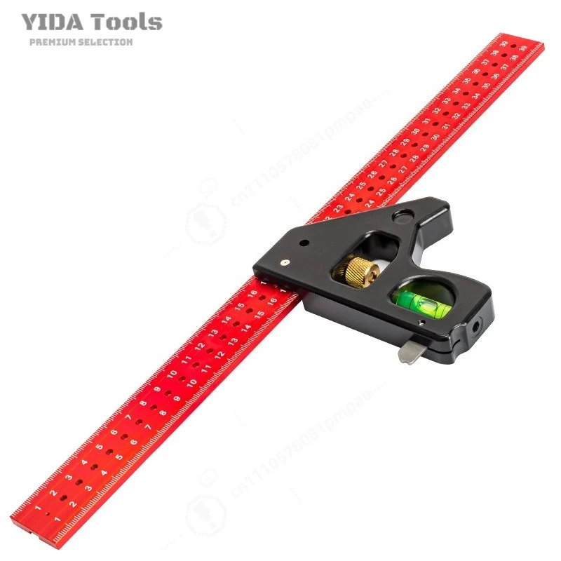 Heavy Duty Sliding Square Ruler High Precision Stainless Steel 90 45 Degree Multi-function Combination Angle Tool