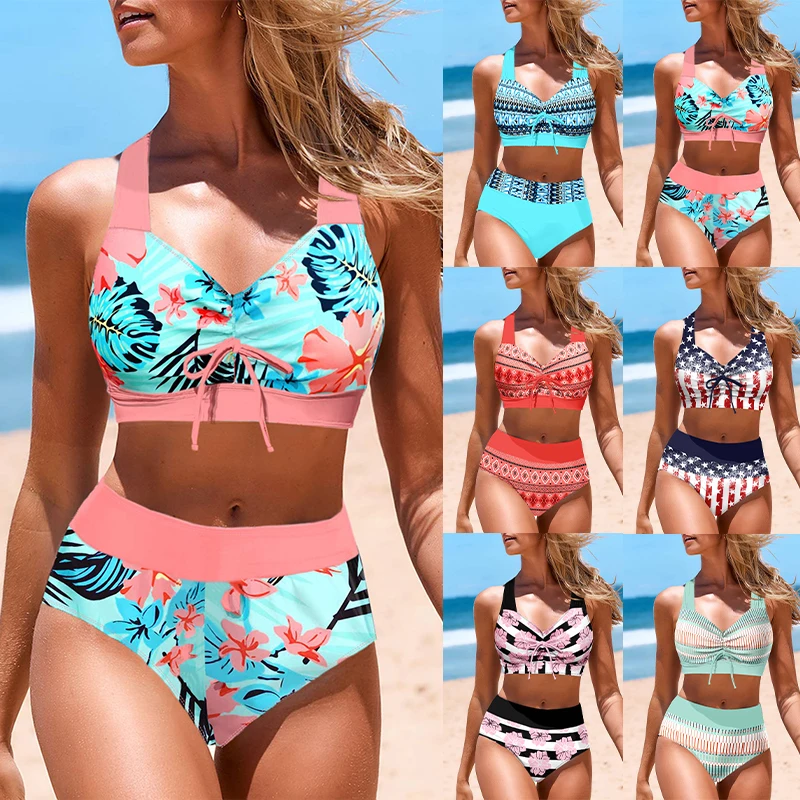 

2023 New Bikini Sexy Beach Swimwear Women's Summer Fashion Design Printed Swimwear Bikini Set Women's Two Piece Swimwear