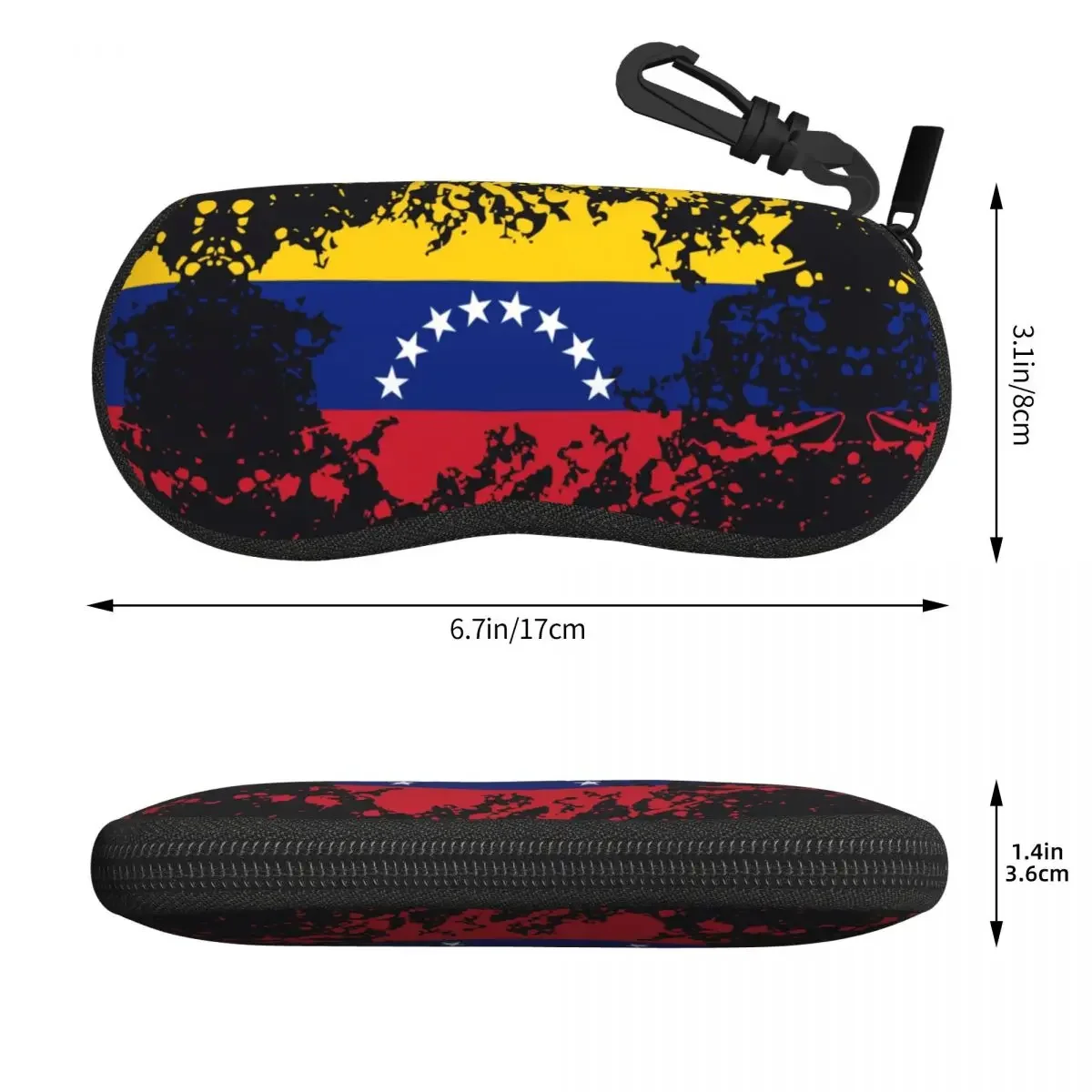 Custom Venezuela Flag Ink Splatter Eyeglass Glasses Case Men Women  Bolivarian Republic of Venezuela Sunglasses Protective Box