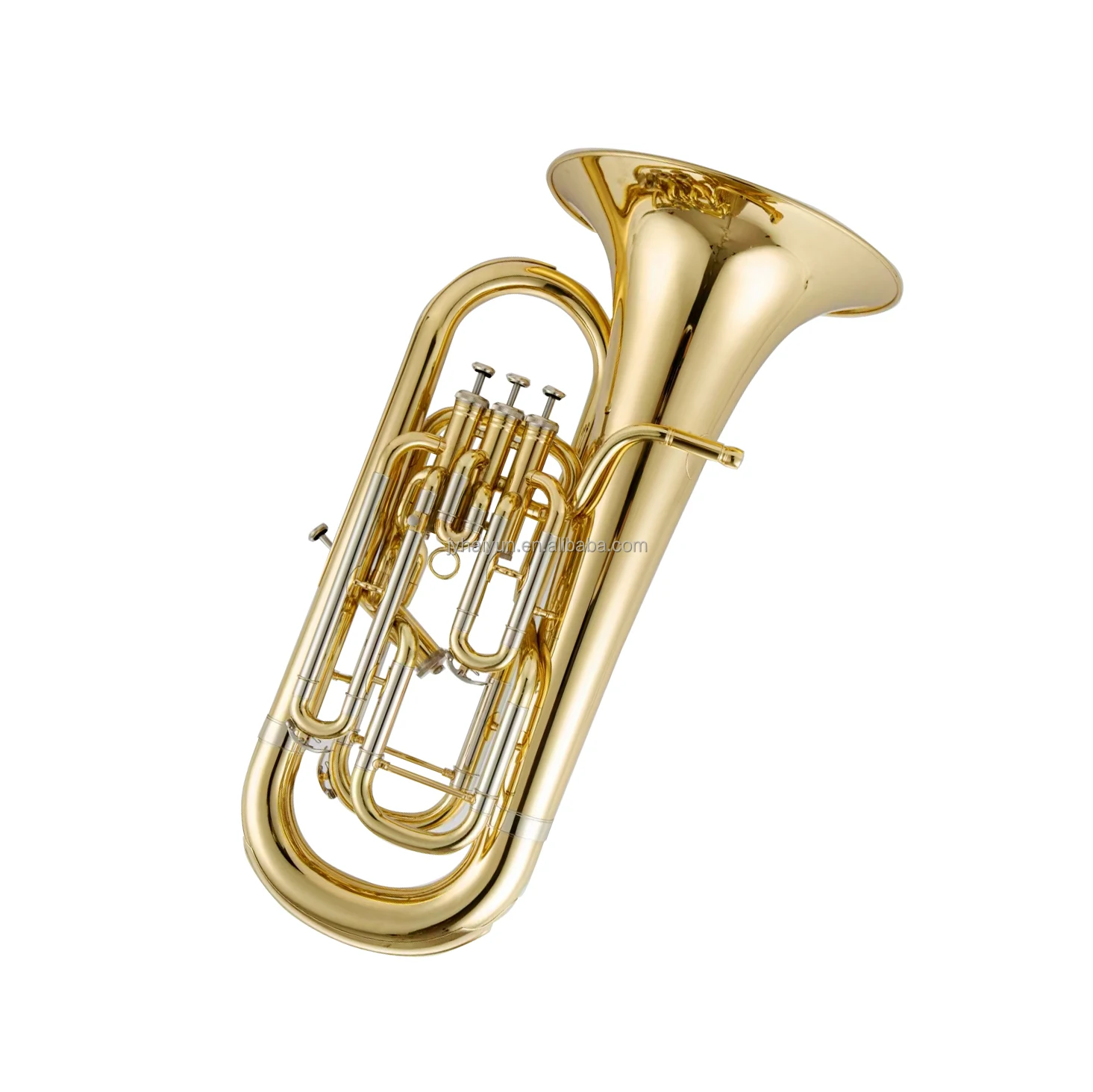 Professional Bb Tone Gold 3+1 Pistons Brass Euphonium Compensation Style Wind Instrument For JYEP7433 Case